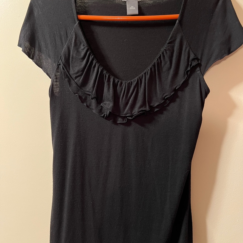 Ann Taylor Black Ruffled Blouse